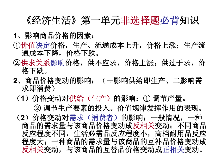 高中政治经济生活主观题必背课件.ppt_第1页