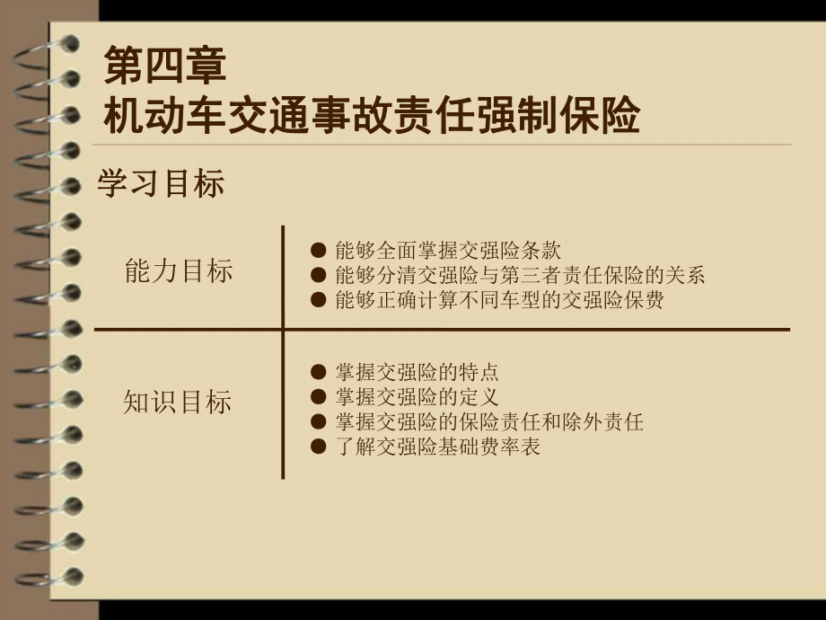 汽车保险与理赔第四章-机动车交通事故责任强制保险课件.ppt_第1页