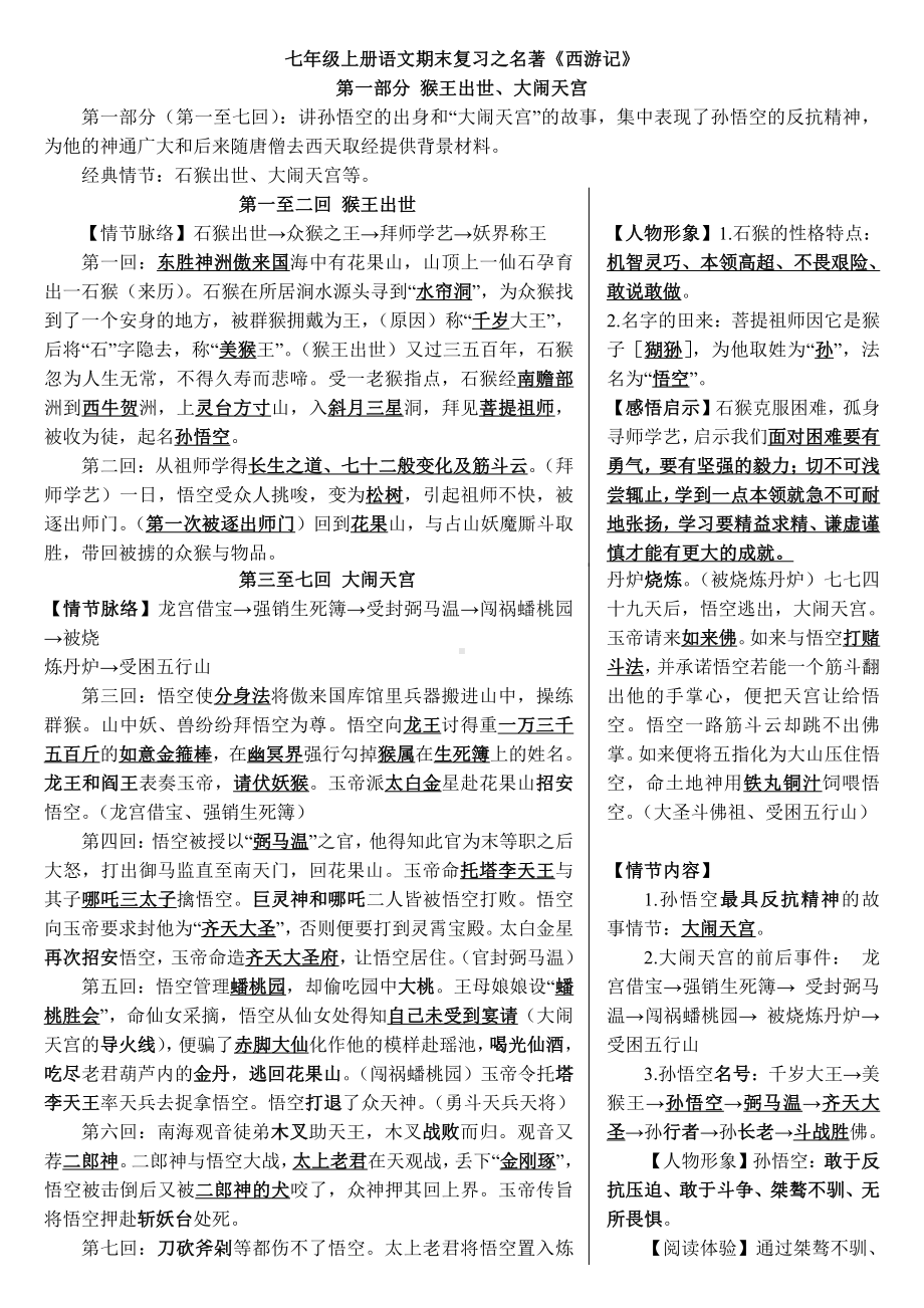 《西游记》期末复习知识点整理(PDF版).pdf_第1页