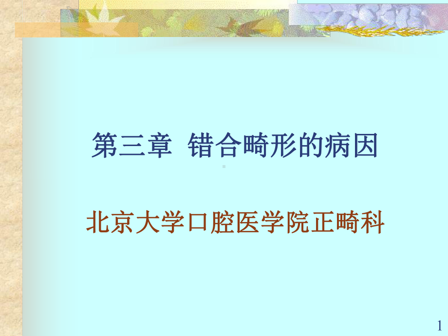 口腔医学口腔正畸学课件第三章-错合畸形的病因.ppt_第1页