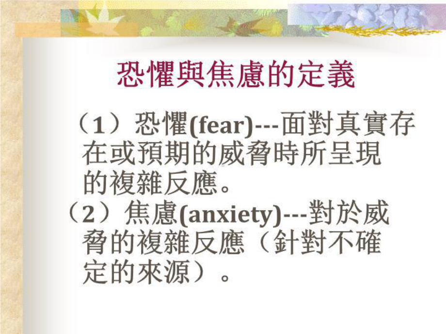 最新焦虑性疾患Anxietydisorders恐惧与焦虑课件.ppt_第3页