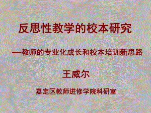 反思性教学的理论与实践教师的专业化成长和教本培训新思路课件.ppt