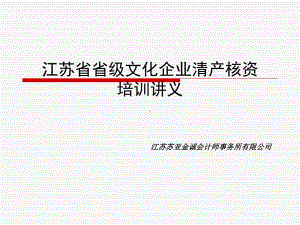 江苏省省级文化企业清产核资要点课件.ppt