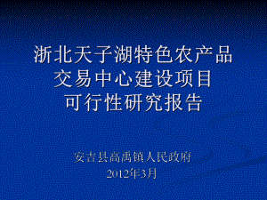 浙北天子湖特色农产品综合交易中心可研报告课件.ppt