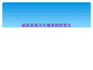 泌尿系统及生殖系统的发生课件.ppt