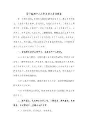 会计出纳个人工作总结3篇供借鉴.docx