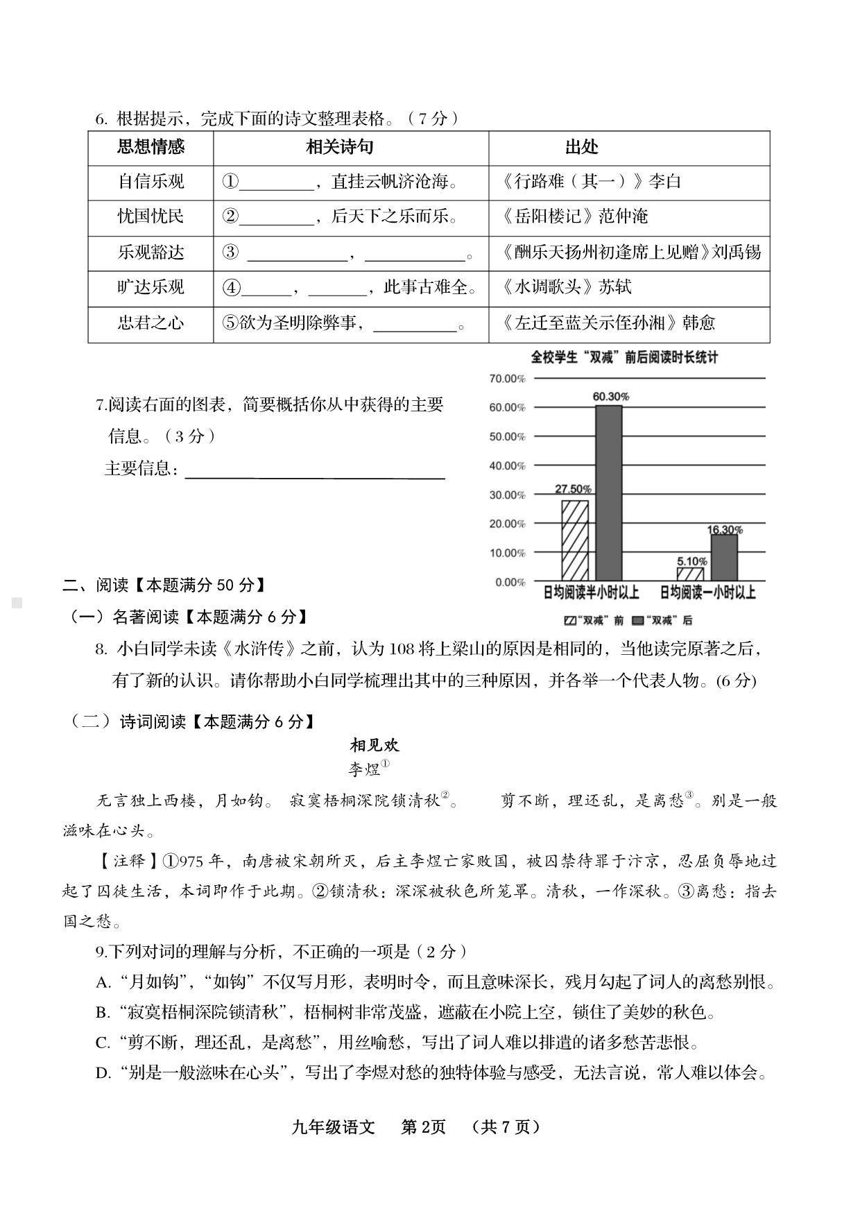 山东省青岛市李沧区2022-2023学年九年级上学期期末考试语文试题.pdf_第2页