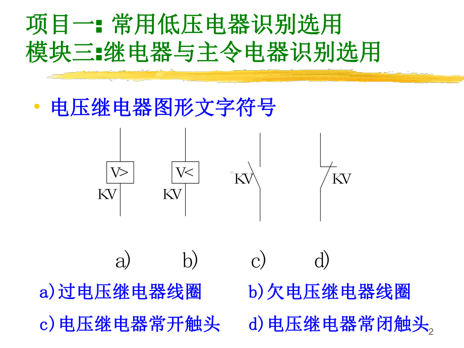 项目一：-常用低压电器识别选用模块三：继电器与主令电器识课件.ppt_第2页