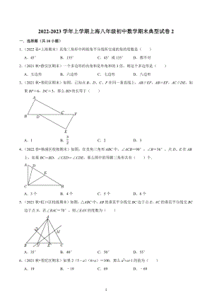 上海市2022-2023学年八年级上学期数学期末典型试卷2.docx