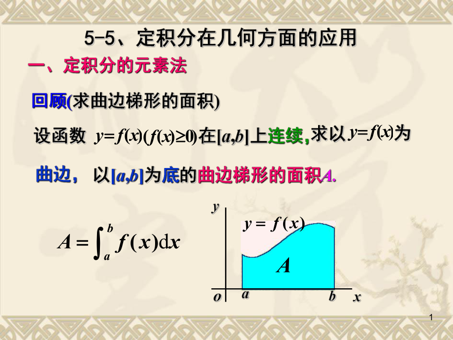 高等数学(2版-建工类)定积分的微元法-平面图形的面积-课件.ppt_第1页