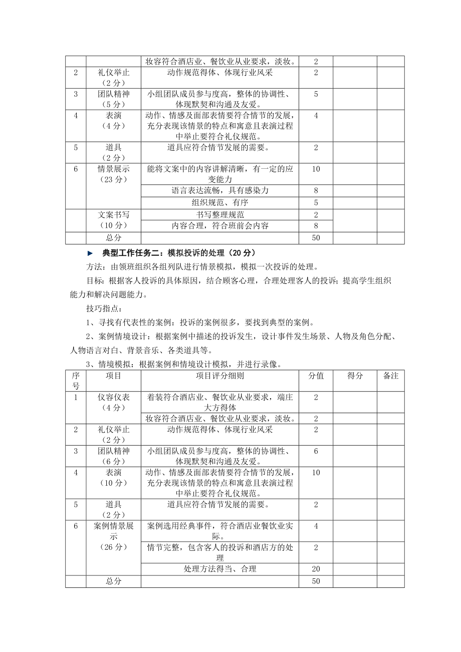 《餐饮服务与督导》各项目典型工作任务及评价标准7.docx_第2页