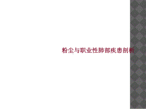 粉尘与职业性肺部疾患剖析课件.ppt