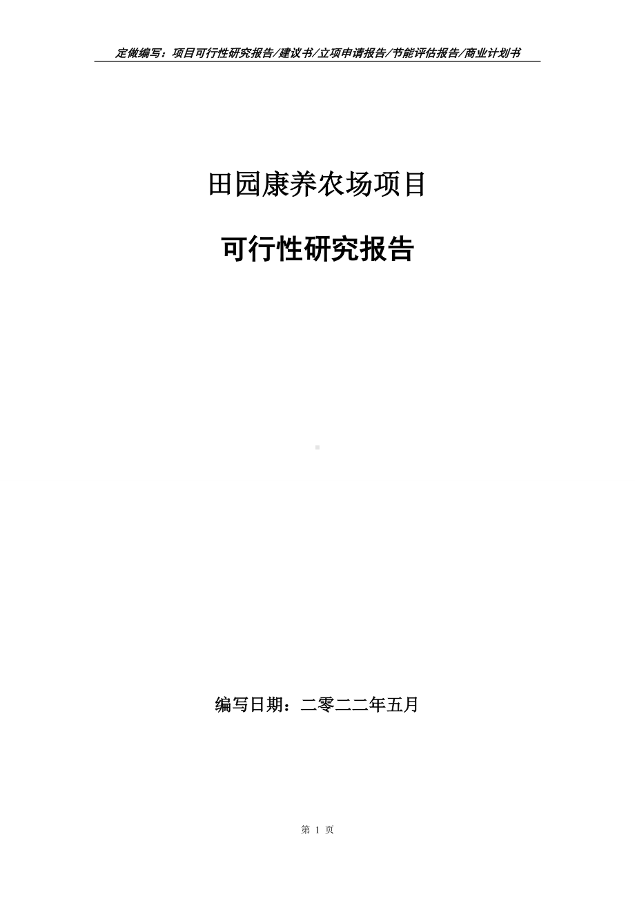 田园康养农场项目可行性报告（写作模板）.doc_第1页