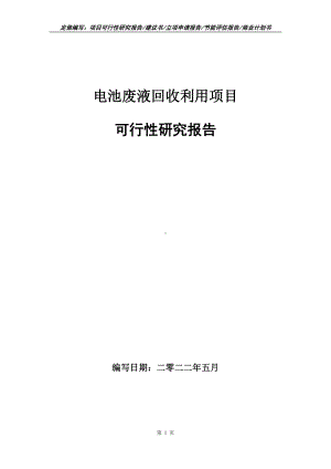 电池废液回收利用项目可行性报告（写作模板）.doc