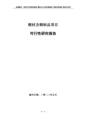 铜材及铜制品项目可行性报告（写作模板）.doc