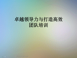 卓越领导力与打造高效团队培训课件.ppt