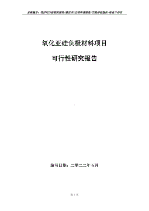 氧化亚硅负极材料项目可行性报告（写作模板）.doc