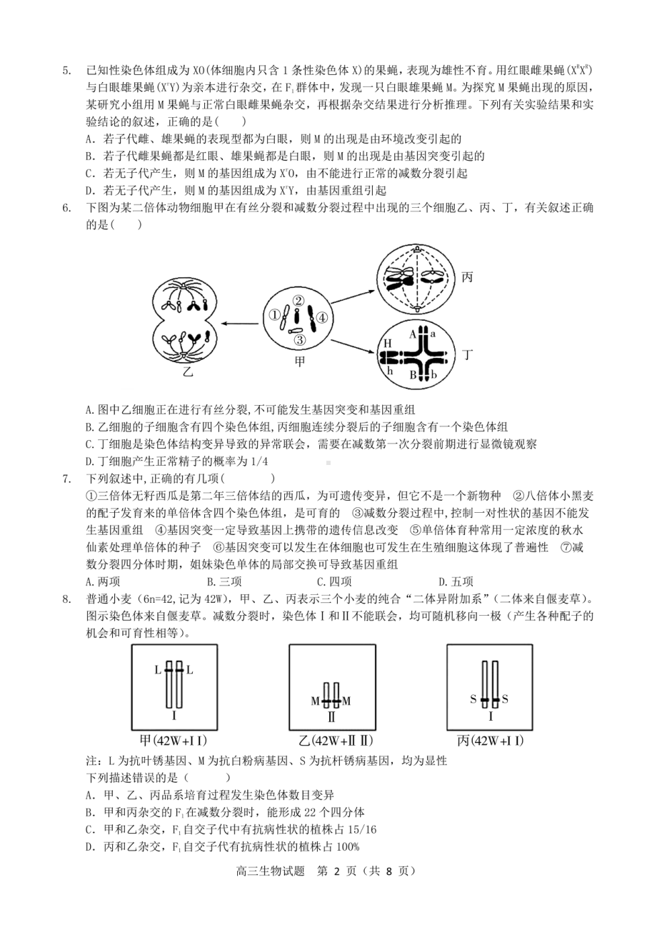 河北省邢台市第一 2022-2023学年高三上学期12月月考生物试题含答案.pdf_第2页