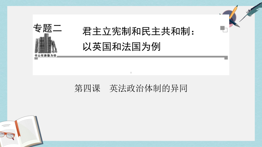 人教版高中政治选修3专题二第四课《英法政治体制的异同》课件.ppt_第1页