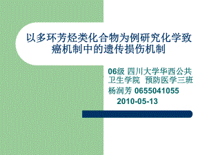 以多环芳烃类化合物为例研究化学致癌机制中的遗传损伤机制-课件.ppt