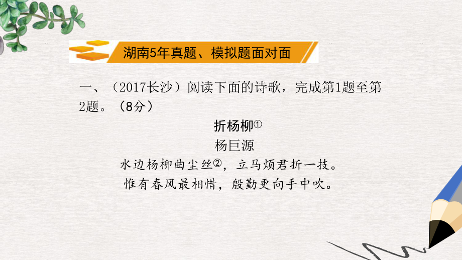 中考语文总复习第二部分现代文阅读专题一课外古诗词曲鉴赏课件3.ppt_第2页