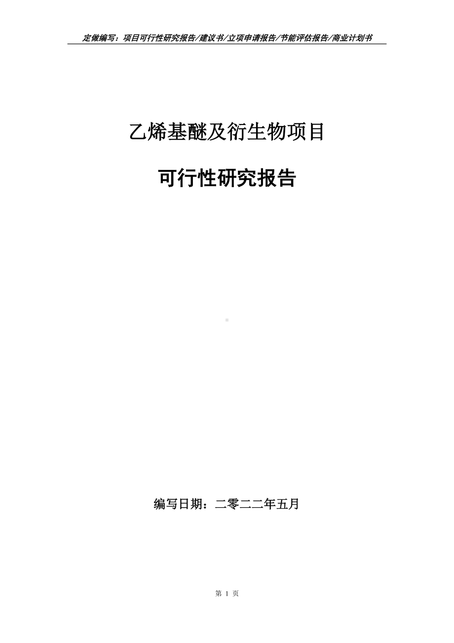 乙烯基醚及衍生物项目可行性报告（写作模板）.doc_第1页