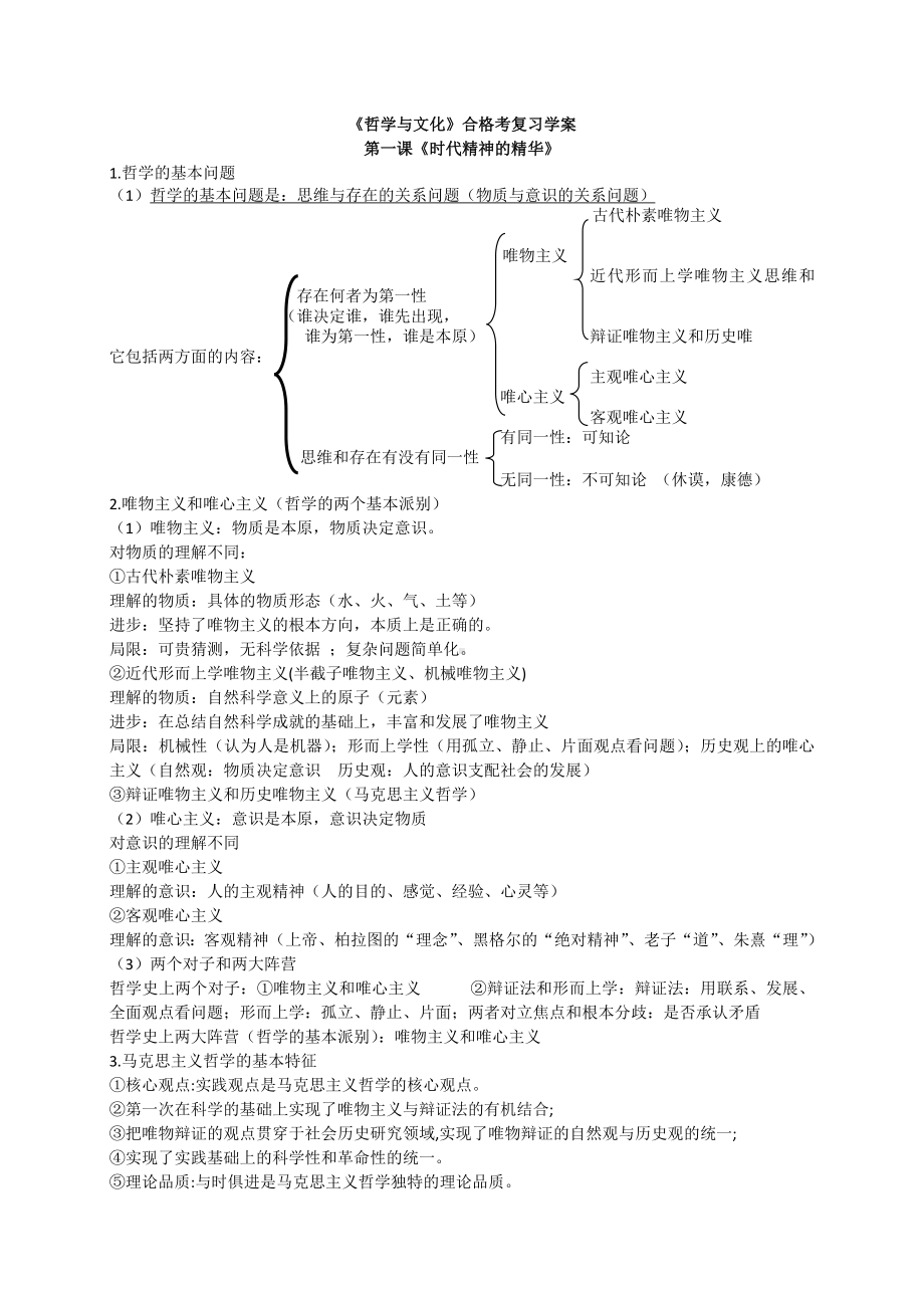 （部）统编版《高中政治》必修第四册哲学与文化 合格考基础知识整合.docx_第1页