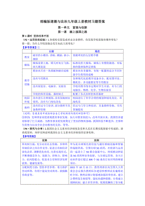 （部）统编版九年级上册《道德与法治》教材习题答案.docx