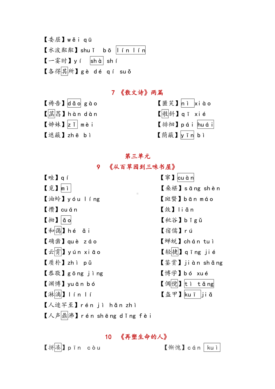 （部）统编版七年级上册《语文》1-10课读读写写重点字音.docx_第3页