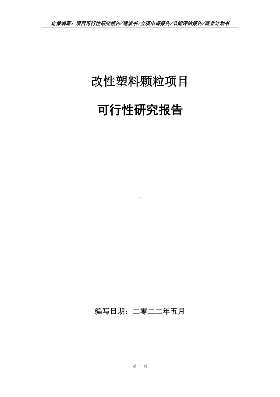 改性塑料颗粒项目可行性报告（写作模板）.doc_第1页