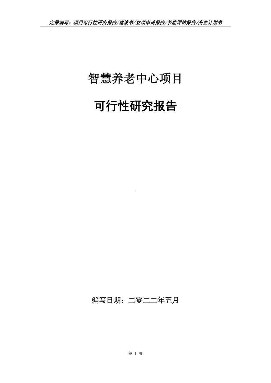 智慧养老中心项目可行性报告（写作模板）.doc_第1页