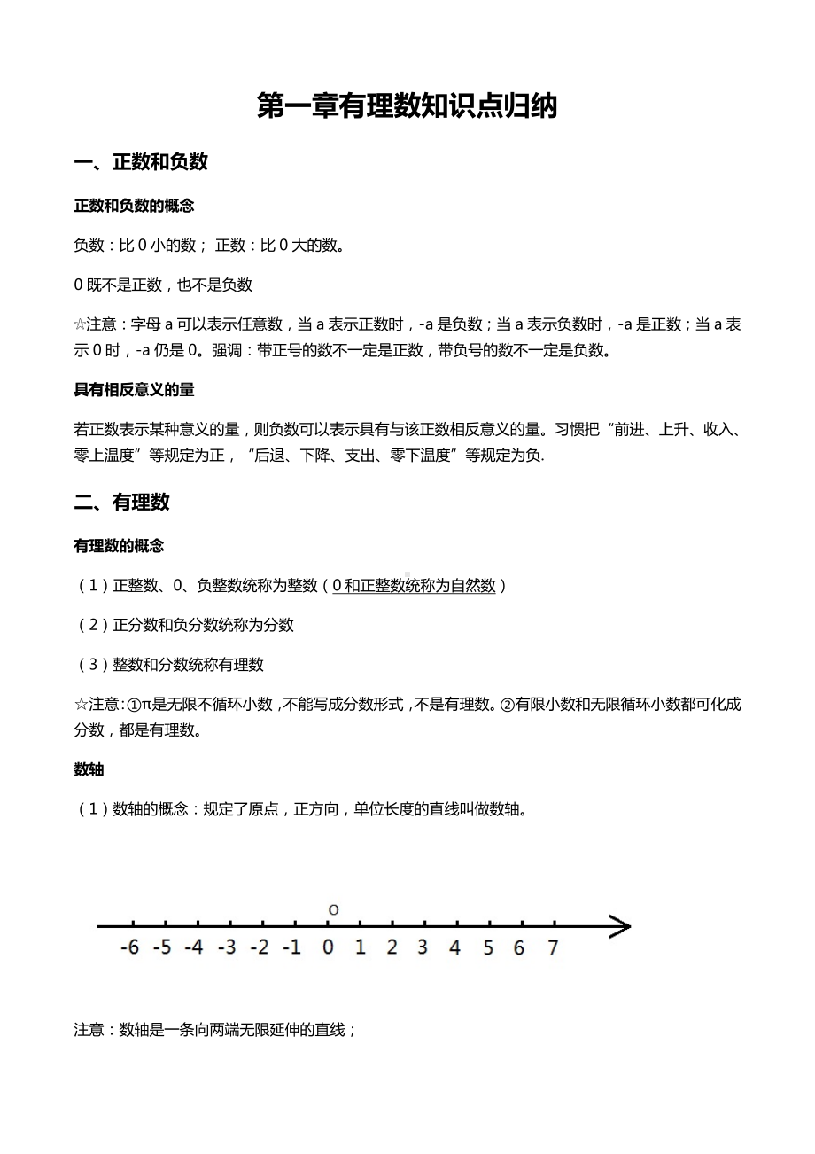 2022新人教版七年级上册《数学》有理数知识点归纳.docx_第1页