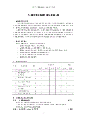 《大学计算机基础》实验教学大纲参考模板范本.doc