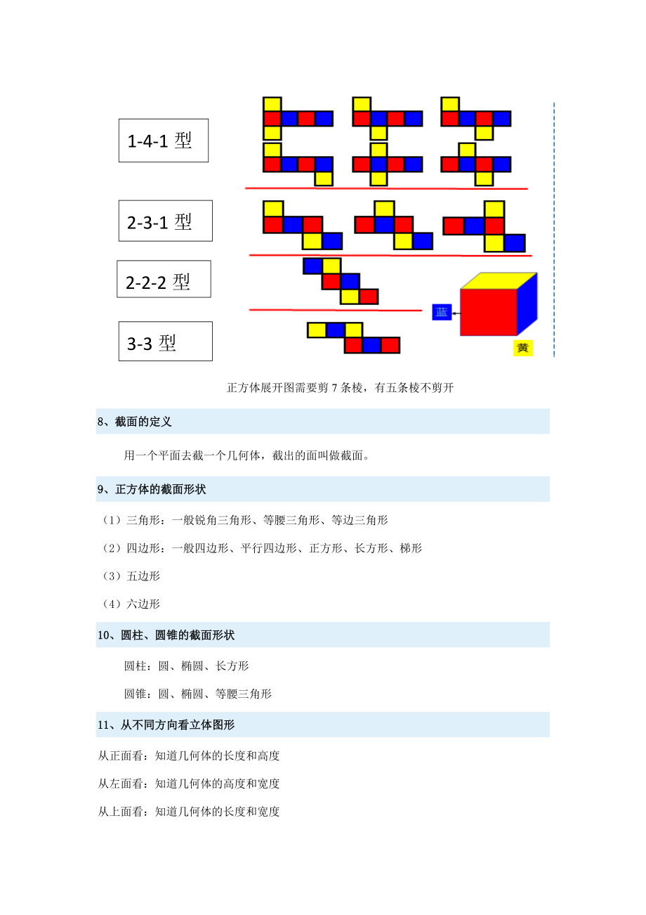 2022新北师大版七年级上册《数学》立体几何 知识点整理.docx_第3页