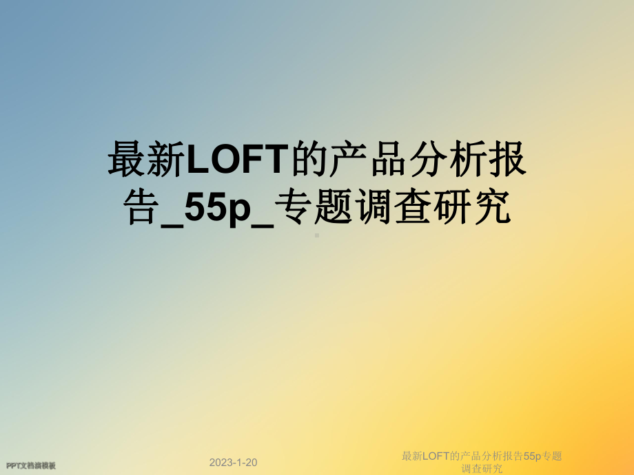 最新LOFT的产品分析报告55p专题调查研究课件.ppt_第1页