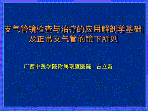 支气管镜检查与治疗的应用解剖学基础及正常支气管的镜下所见课件.ppt