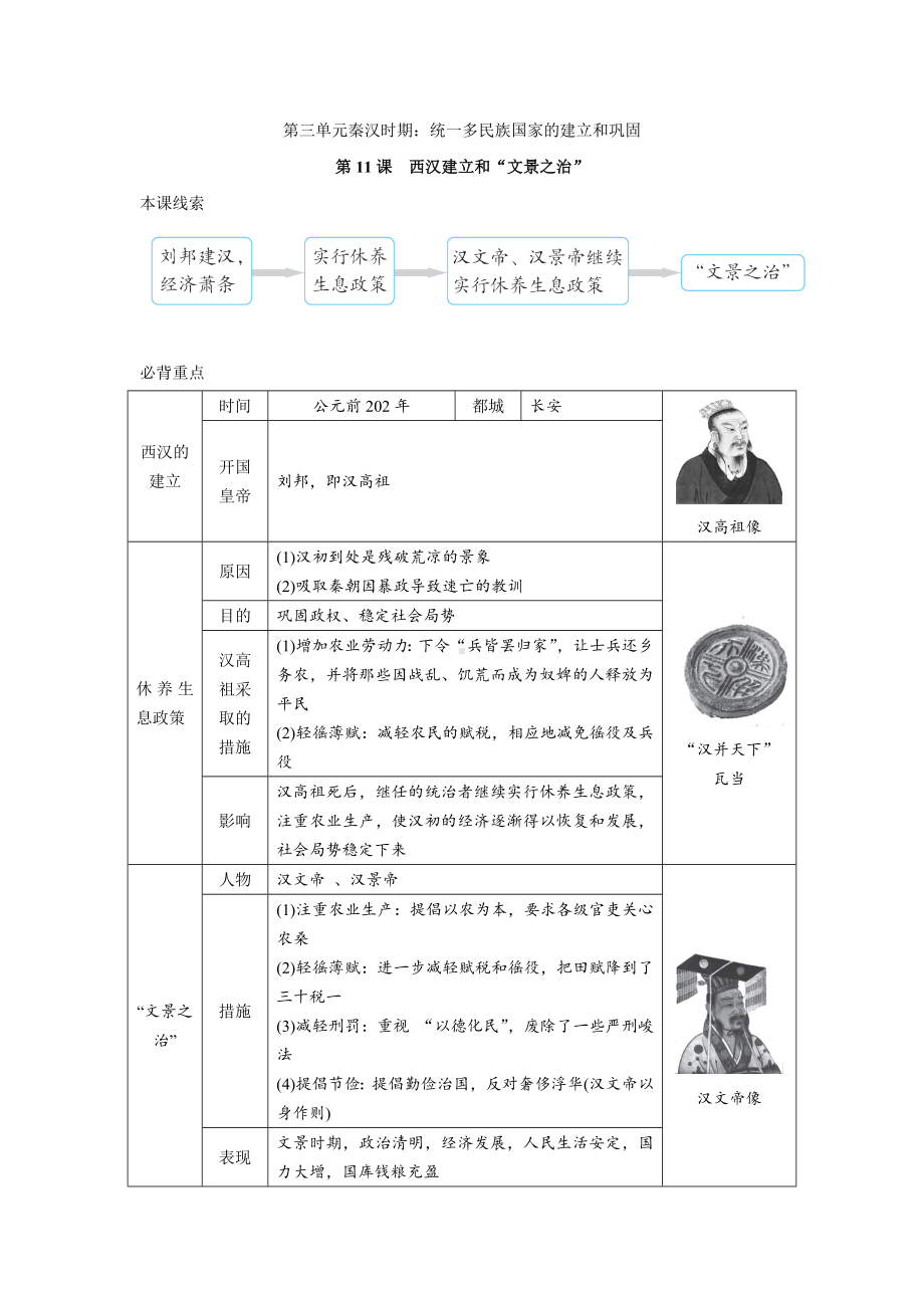 第11课　西汉建立和“文景之治”-（部）统编版七年级上册《历史》.docx_第1页