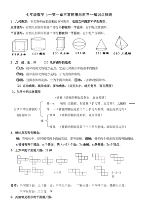 2022新北师大版七年级上册《数学》第一章丰富的图形世界知识点归纳及巩固练习（无答案）.doc