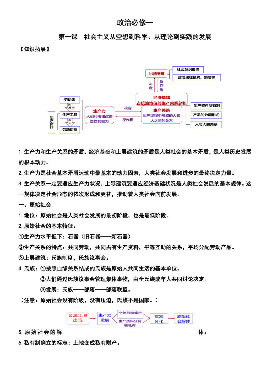 （部）统编版《高中政治》必修第一册中国特色社会主义复习提纲.docx_第1页