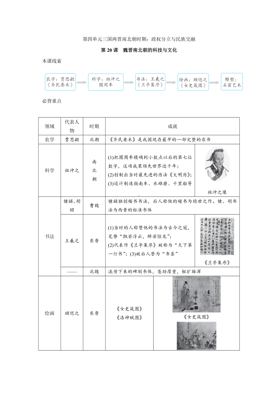 第20课　魏晋南北朝的科技与文化-（部）统编版七年级上册《历史》.docx_第1页