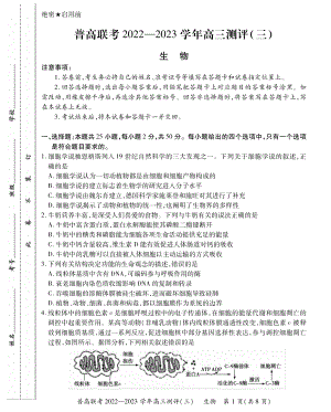 河南省普通高中联考2023届高三上学期测评（三）生物试卷+答案.pdf