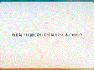 腹腔镜下胆囊切除胆总管切开取石术护理配合讲课课件.ppt