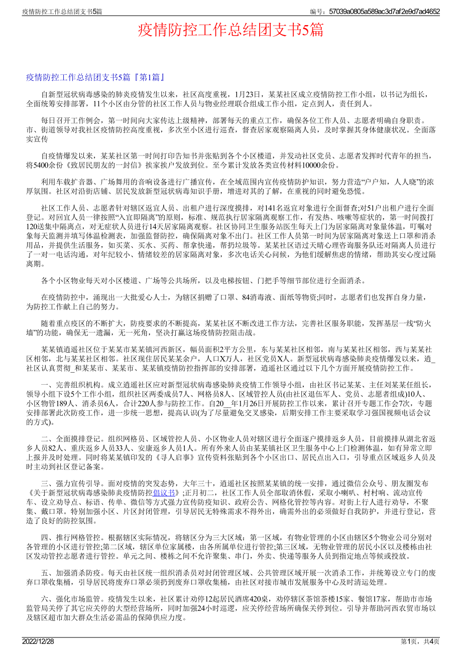 疫情防控工作总结团支书5篇.pdf_第1页