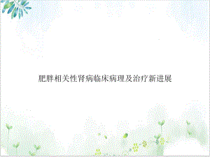 肥胖相关性肾病临床病理及治疗新进展优质案例课件.ppt