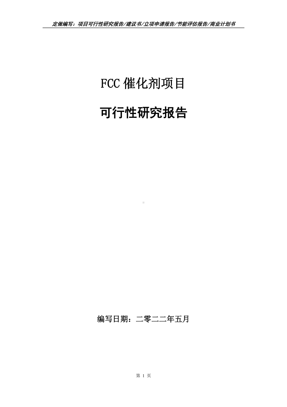 FCC催化剂项目可行性报告（写作模板）.doc_第1页