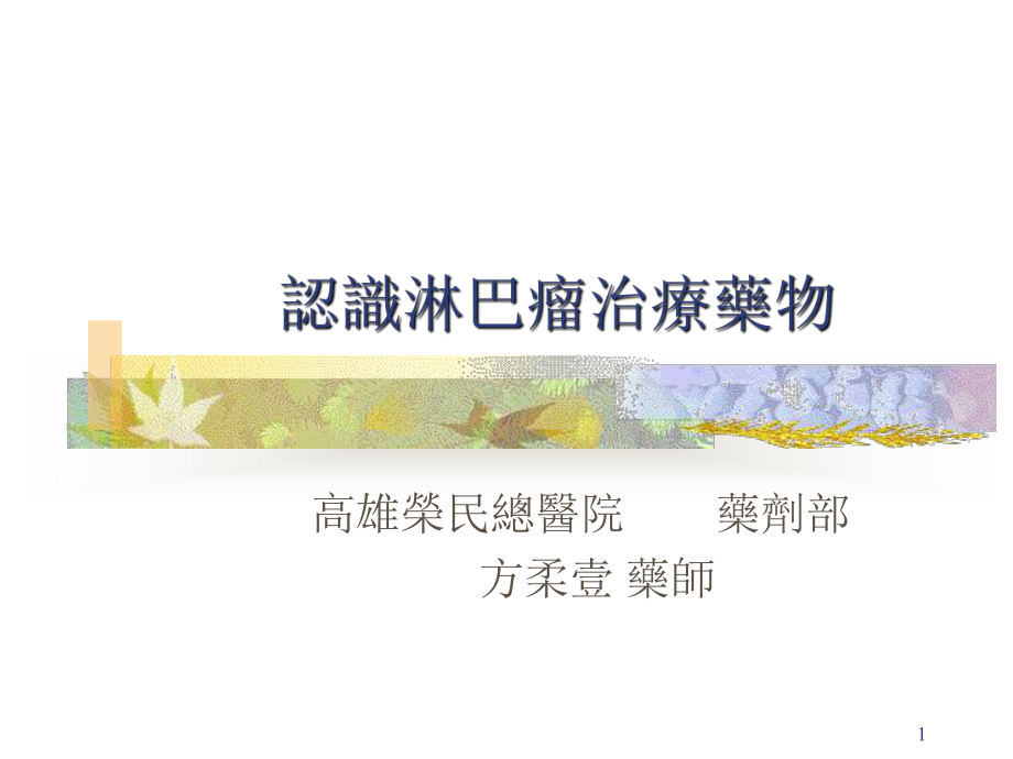 认识淋巴瘤治疗药物课件.ppt_第1页