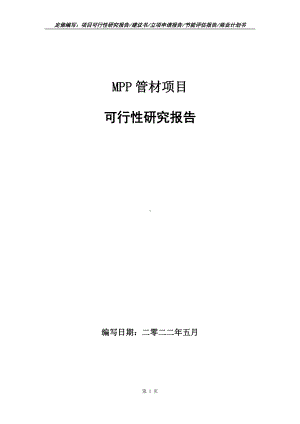 MPP管材项目可行性报告（写作模板）.doc