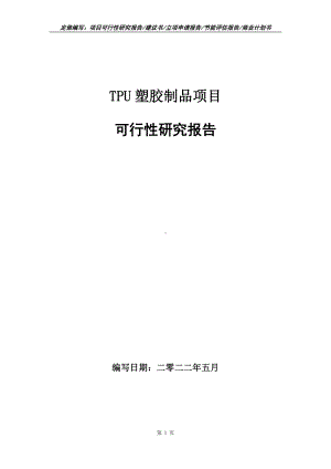 TPU塑胶制品项目可行性报告（写作模板）.doc