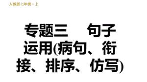 （部）统编版七年级上册《语文》期末复习专题三句子运用(病句、衔接、排序、仿写)ppt课件.ppt