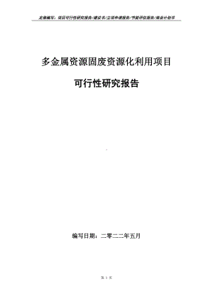 多金属资源固废资源化利用项目可行性报告（写作模板）.doc